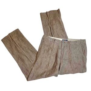 Banana Republic 100% Linen Modern Relaxed Fit Men's Tan Striped Chinos 34 x 34